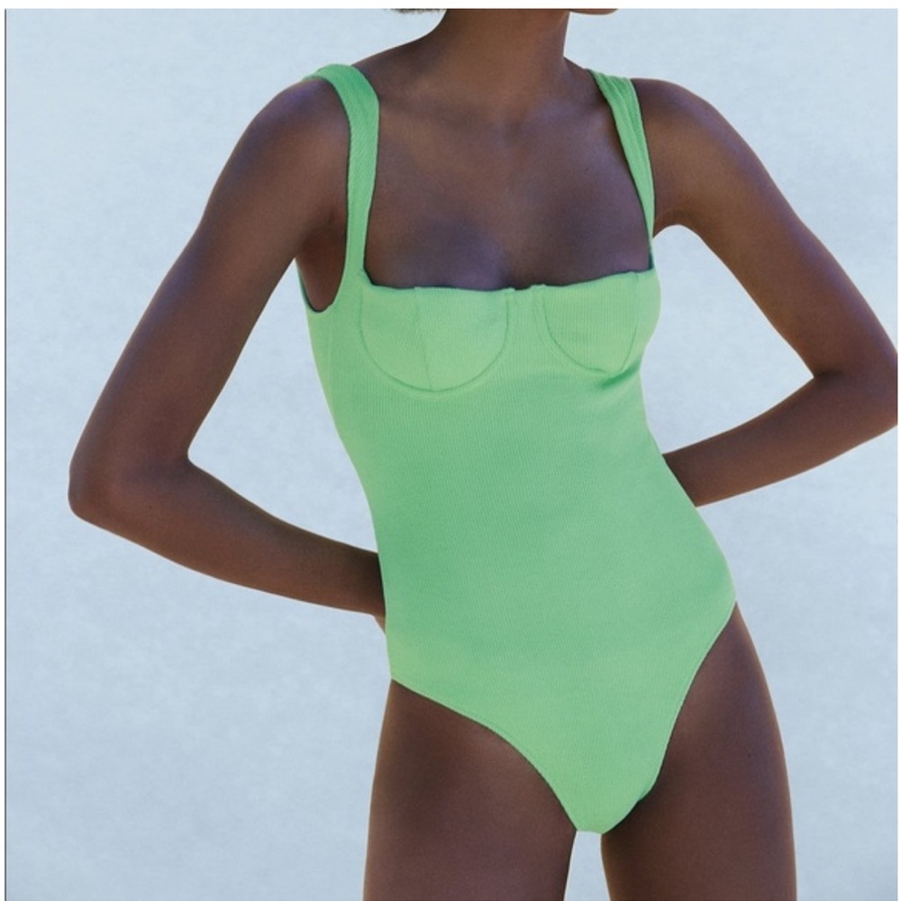 Zara Ribbed Cup Swimsuit TRF size M Brand new with tags.